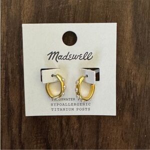 Madewell inlaid freshwater pearl small hoop earring